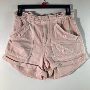 Womens American Eagle Paperbag Denim Shorts Light‎ Pinky Peach 2 Pockets